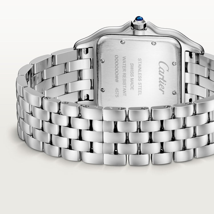 Panthère de Cartier Large 42mm x 31mm Steel Blue Crown Silver Dial Steel Bracelet Quartz Watch