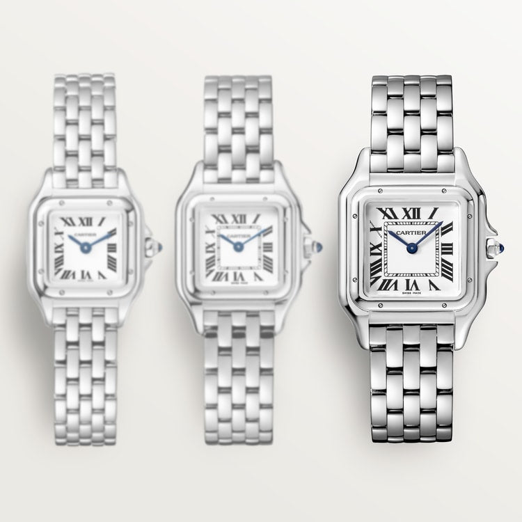Panthère de Cartier Medium 27mm x 37mm Steel Blue Crown Silvered Dial Steel Bracelet Quartz Watch