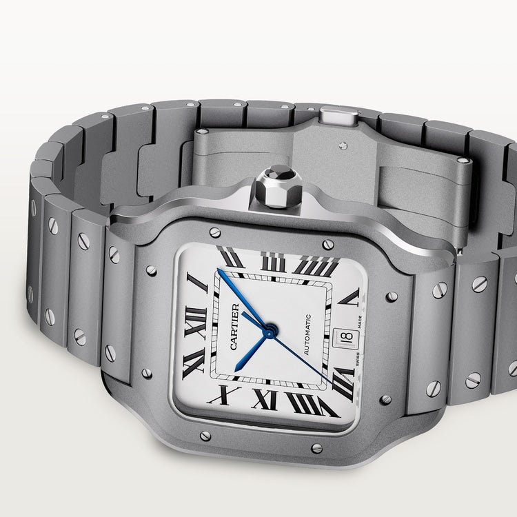 Santos de Cartier Large 39.8mm Titanium Silvered Opaline Dial Titanium Bracelet Self-Winding Watch