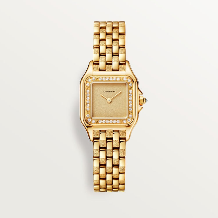 Panthère de Cartier Small 30.3mm x 22mm Yellow Gold Diamond Bezel Diamond Crown Golden Dial Yellow Gold Bracelet Quartz Watch