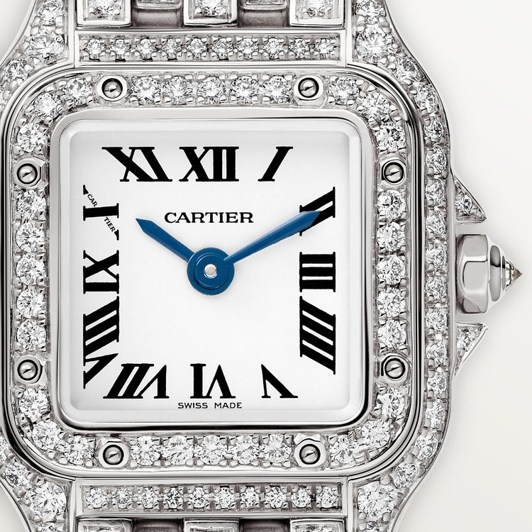 Panthère de Cartier Mini 25mm x 20mm White Gold Diamond Bezel Diamond Crown Silver Dial White Gold Bracelet Quartz Watch