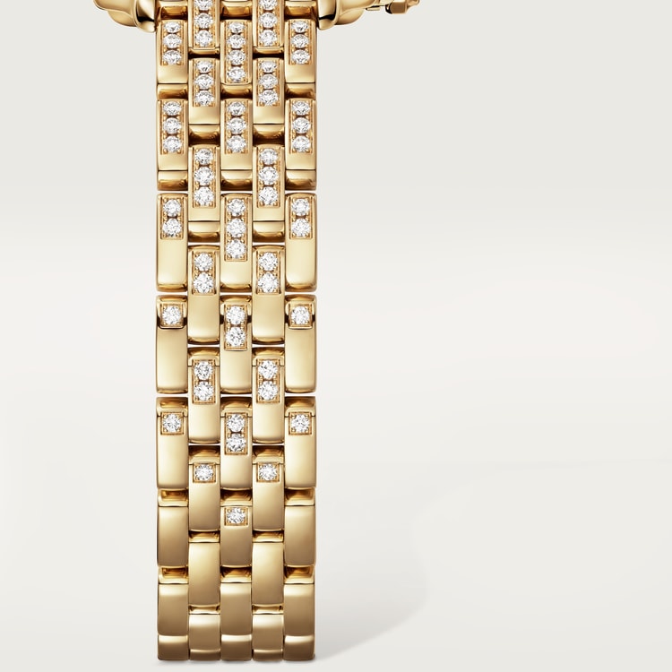 Panthère Small 30.3mm x 22.0mm Yellow Gold Diamond Case Diamond Crown Silvered Dial Yellow Gold Bracelet Quartz Watch