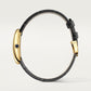 Baignoire Small 31mm x 23mm Yellow Gold Beaded Crown Sapphire Cabochon Silvered Dial Black Alligator Strap Quartz Watch