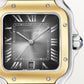 Santos de Cartier Large 39.8mm Steel Yellow Gold Blue Crown Anthracite Gray Dial Steel Bracelet Automatic Watch
