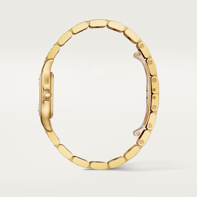 Panthère Small 30.3mm x 22.0mm Yellow Gold Diamond Case Diamond Crown Silvered Dial Yellow Gold Bracelet Quartz Watch