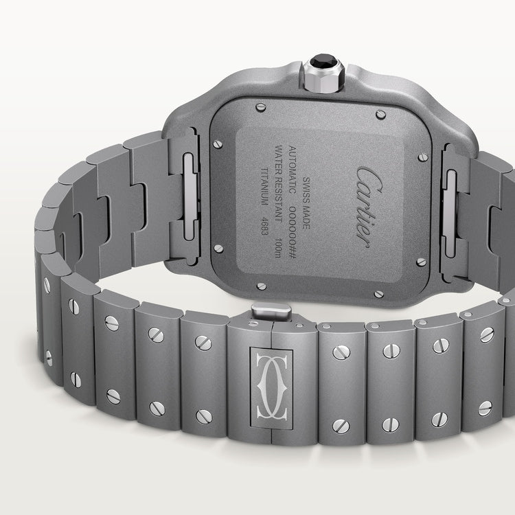 Santos de Cartier Large 39.8mm Titanium Silvered Opaline Dial Titanium Bracelet Self-Winding Watch