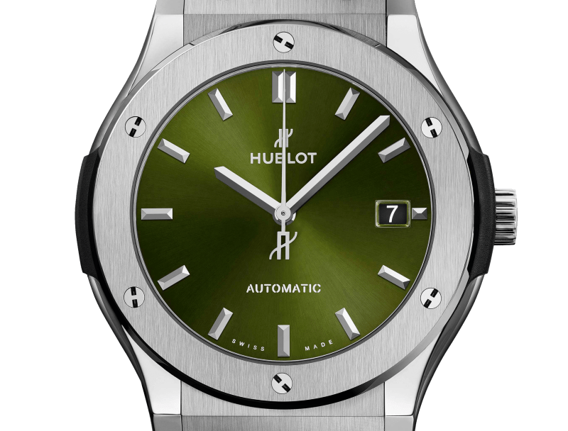 Classic Fusion Titanium Green Sunray Dial Rubber Strap Watch