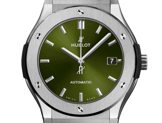 Classic Fusion Titanium Green Sunray Dial Rubber Strap Watch