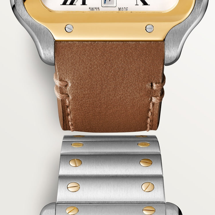 Santos de Cartier Large 39.8mm Steel Yellow Gold Bezel Silvered Opaline Dial Steel Bracelet Self-Winding Watch