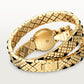 Panthère Mini 23.6mm Yellow Gold Diamond Bezel Tsavorite Eyes Golden Dial Yellow Gold Bracelet Quartz Watch