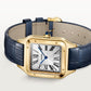 Santos-Dumont Large 43.5mm x 31.4mm Yellow Gold Blue Crown Silvered Satin-Finish Dial Navy Blue Alligator Leather Strap Manual-Winding Watch