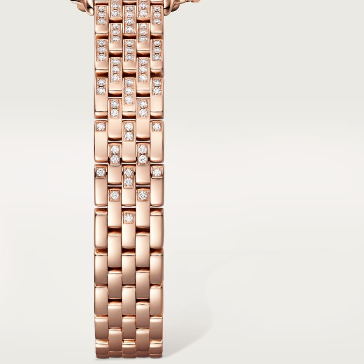 Panthère Mini 25.1mm x 18.5mm Rose Gold Diamond Case Diamond Crown Silver Dial Rose Gold Bracelet Quartz Watch