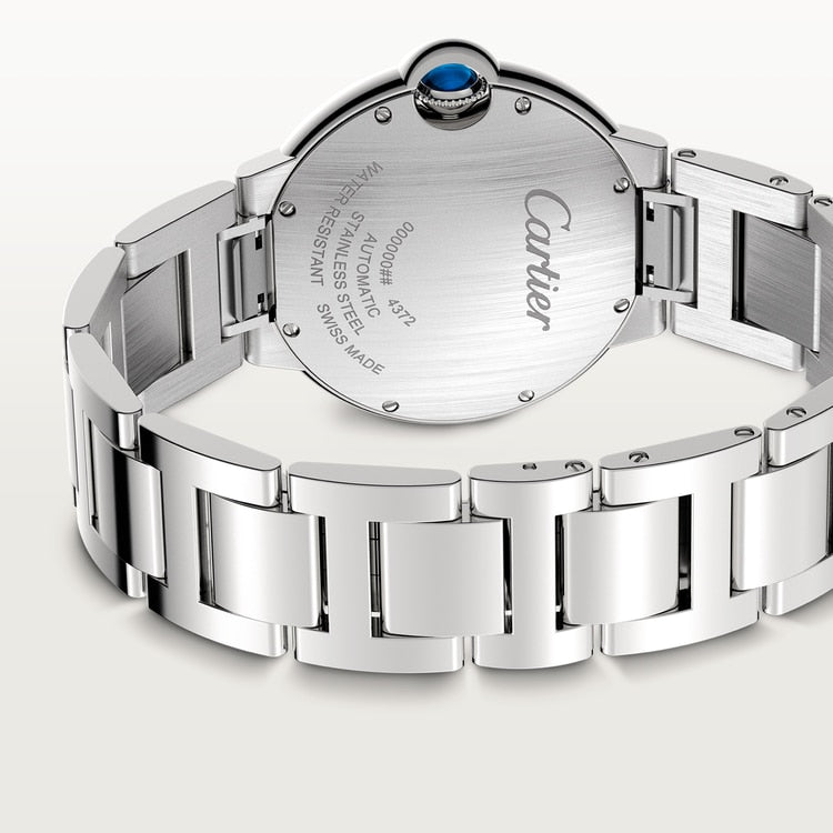 Ballon Bleu 36mm Steel Automatic Diamond Bezel Silver Guilloché Dial Steel Bracelet Watch