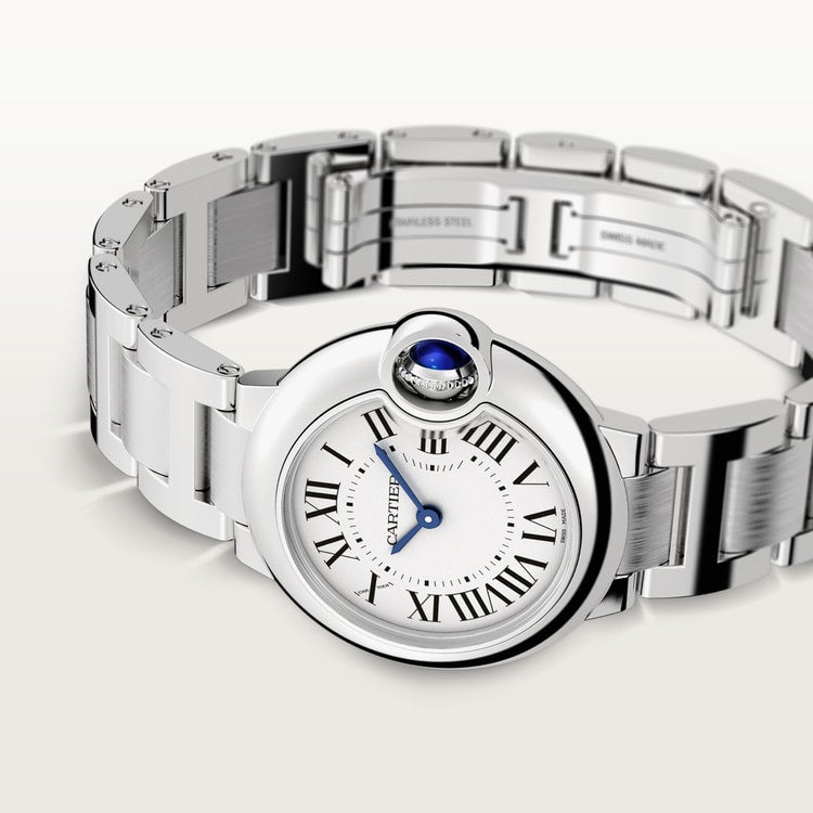 Ballon Bleu 28mm Steel Quartz Silvered Opaline Dial Steel Bracelet Watch