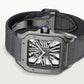 Santos de Cartier Large 39.7mm Steel Blue Crown Skeleton Dial Alligator Strap Manual-Winding Watch