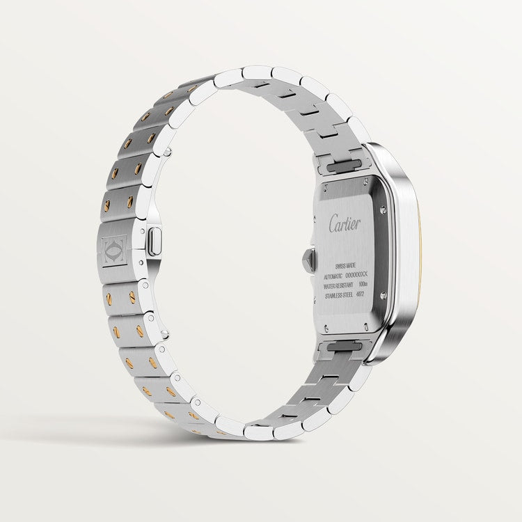 Santos de Cartier Large 39.8mm Steel Yellow Gold Bezel Silvered Opaline Dial Steel Bracelet Self-Winding Watch
