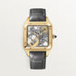 Santos-Dumont Large 43.5mm x 31.4mm Yellow Gold Skeleton Dial Alligator Strap Self-Winding Watch
