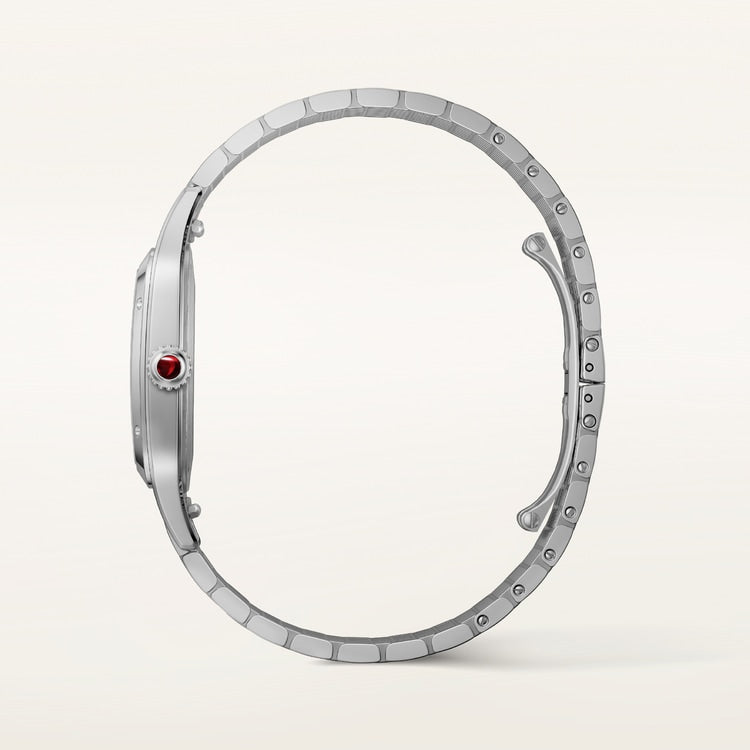 Santos-Dumont Large 43.5mm x 31.4mm Platinum Silvered Satin-Finish Dial Platinum Bracelet Manual-Winding Watch