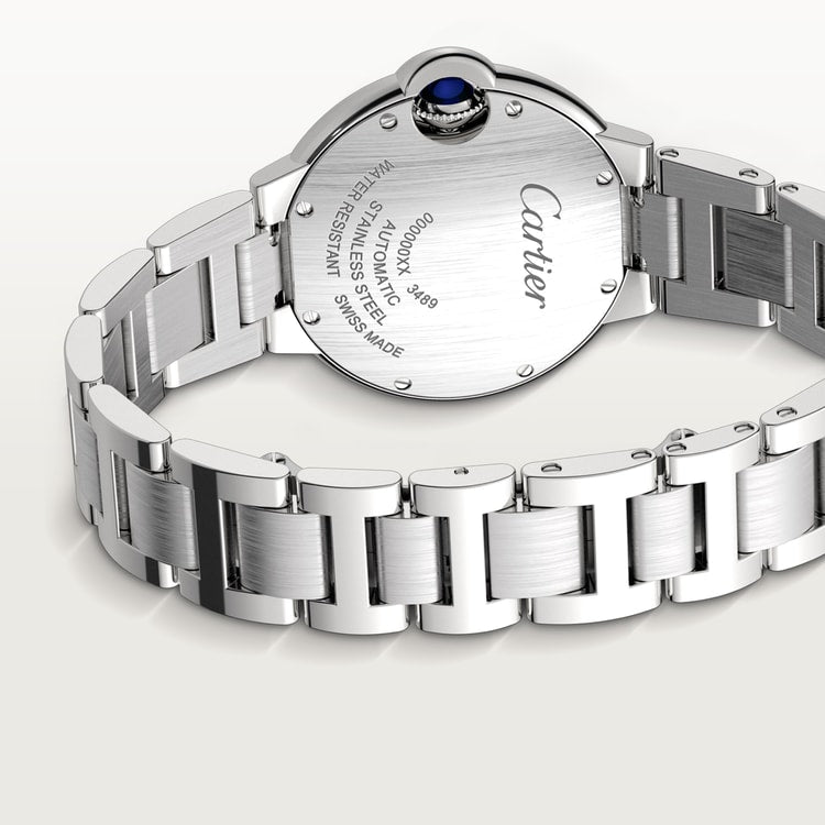 Ballon Bleu 33mm Steel Automatic Silvered Flinqué Dial Diamond-Set Steel Bracelet Watch