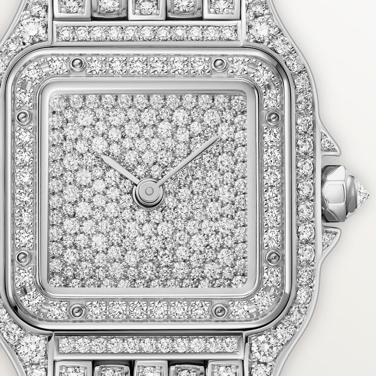 Panthère de Cartier Small 30mm x 22mm White Gold Diamond Bezel Diamond Dial White Gold Bracelet Quartz Watch