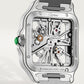 Santos de Cartier Skeleton Large 39.8mm Steel Green Jasper Crown Skeleton Dial Steel Bracelet Manual-Winding Watch
