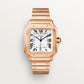 Santos-Dumont Large 43.5mm x 31.4mm Rose Gold Silvered Satin-Finish Dial Navy Blue Alligator Strap Manual-Winding Watch