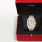 Santos de Cartier Medium 35.1mm Steel Yellow Gold Bezel Silvered Opaline Dial Steel Bracelet Self-Winding Watch