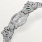 Panthère Mini 22.2mm White Gold Diamond Case Emerald Eyes Silvered Dial White Gold Bracelet Quartz Watch
