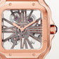 Santos de Cartier Large 39.7mm Rose Gold Blue Crown Skeleton Dial Rose Gold Bracelet Manual-Winding Watch