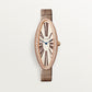 Baignoire Allongée Medium 47mm x 21mm Rose Gold Diamond Case Diamond Crown Silvered Dial Taupe Alligator Strap Manual Wind Watch