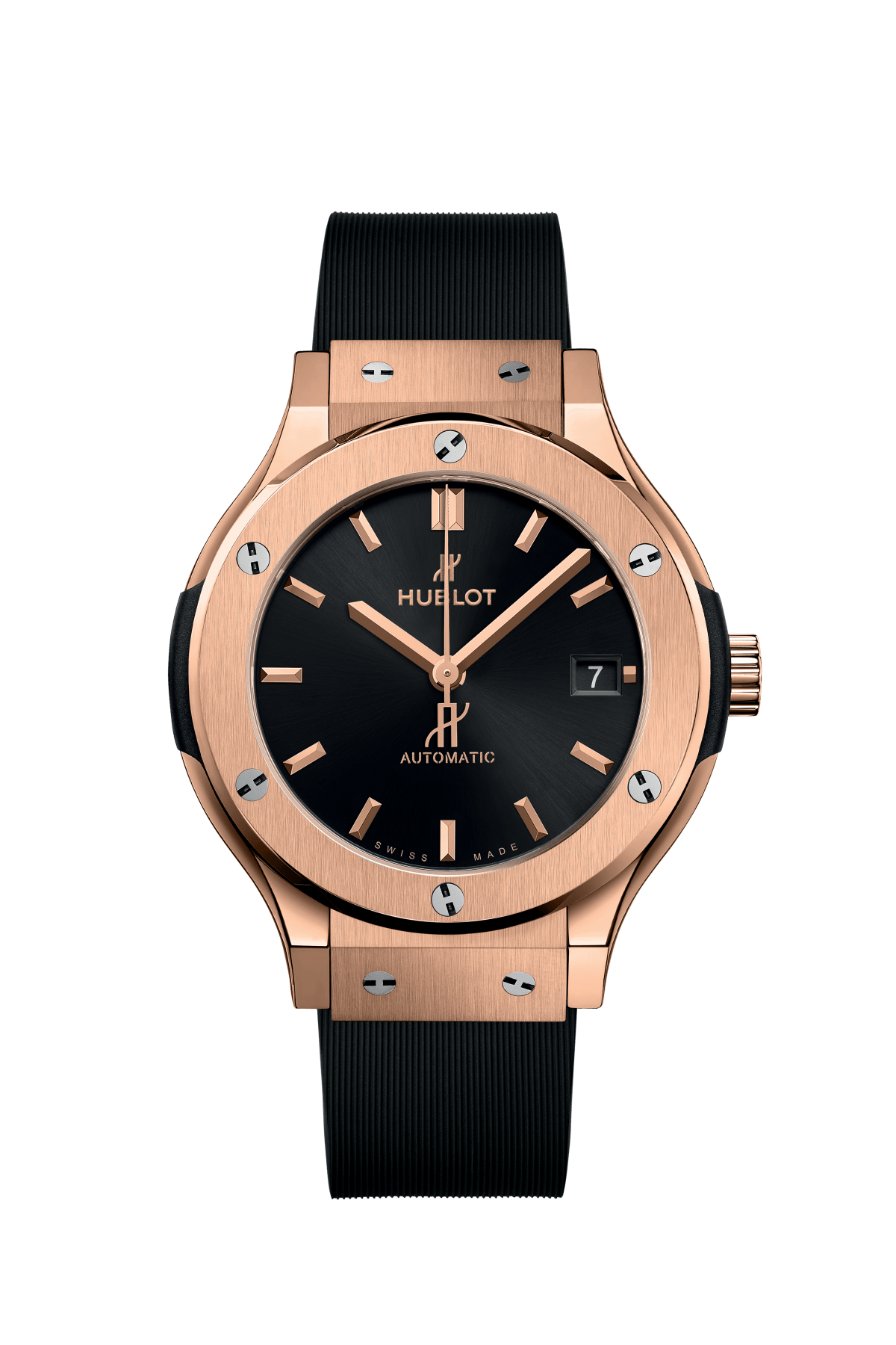 Classic Fusion 38 mm King Gold Black Dial Rubber Strap Watch
