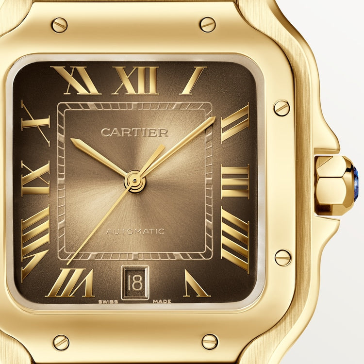 Santos de Cartier Large 39.8mm Yellow Gold Satin-Finish Gradated Gold Sunray-Brushed Dial Yellow Gold Bracelet Self-Winding Watch