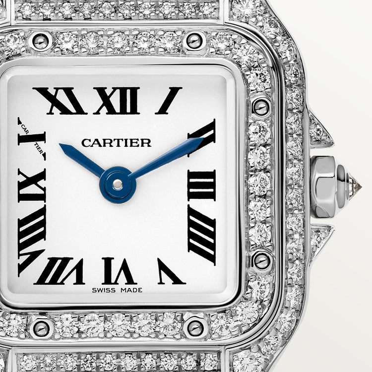 Panthère de Cartier Mini 25mm x 20mm White Gold Diamond Bezel Diamond Crown Silver Dial White Gold Bracelet Quartz Watch