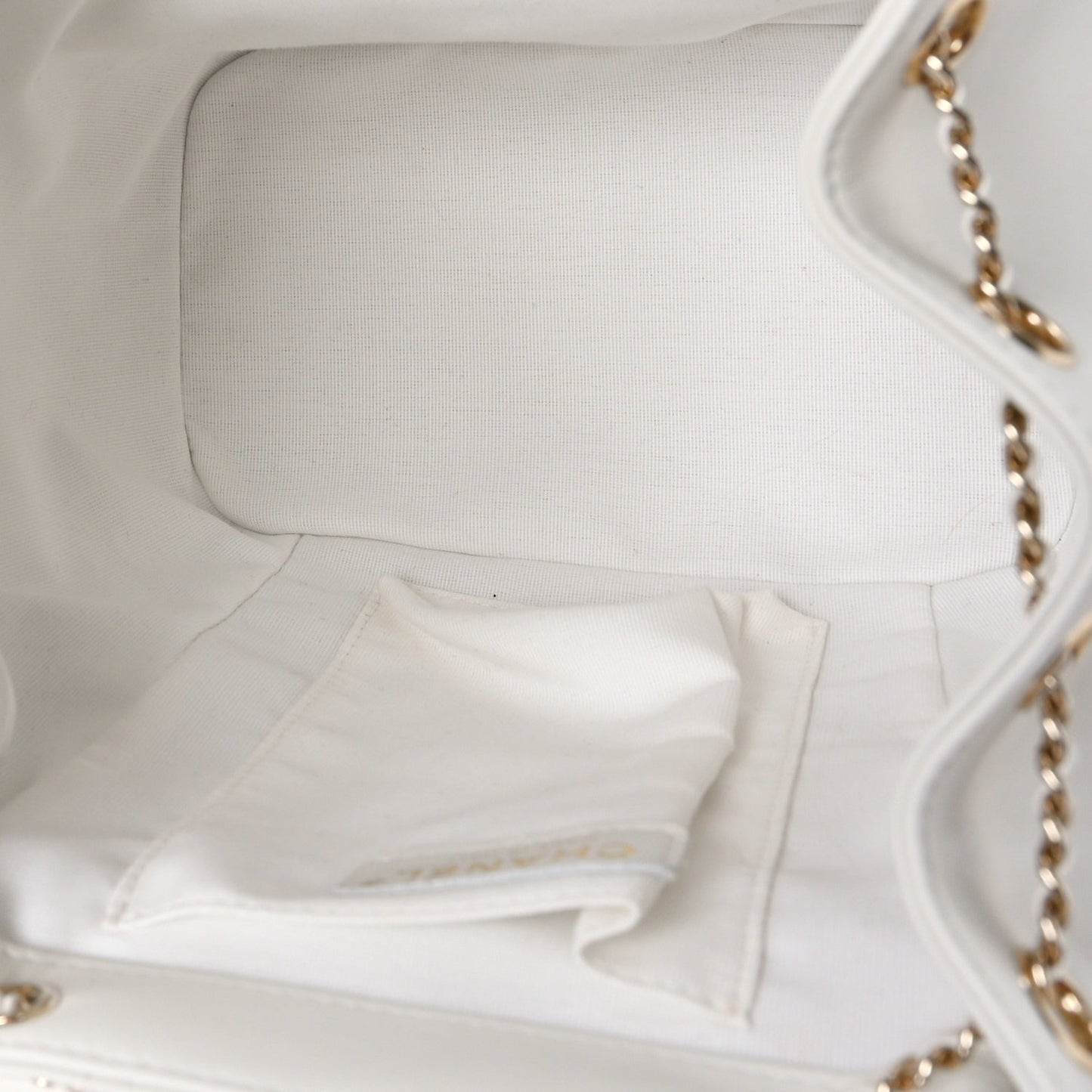 Lambskin Quilted Large Duma Drawstring Backpack White