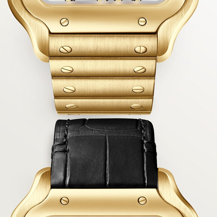 Santos de Cartier Large 39.7mm Yellow Gold Blue Crown Skeleton Dial Yellow Gold Bracelet Manual-Winding Watch