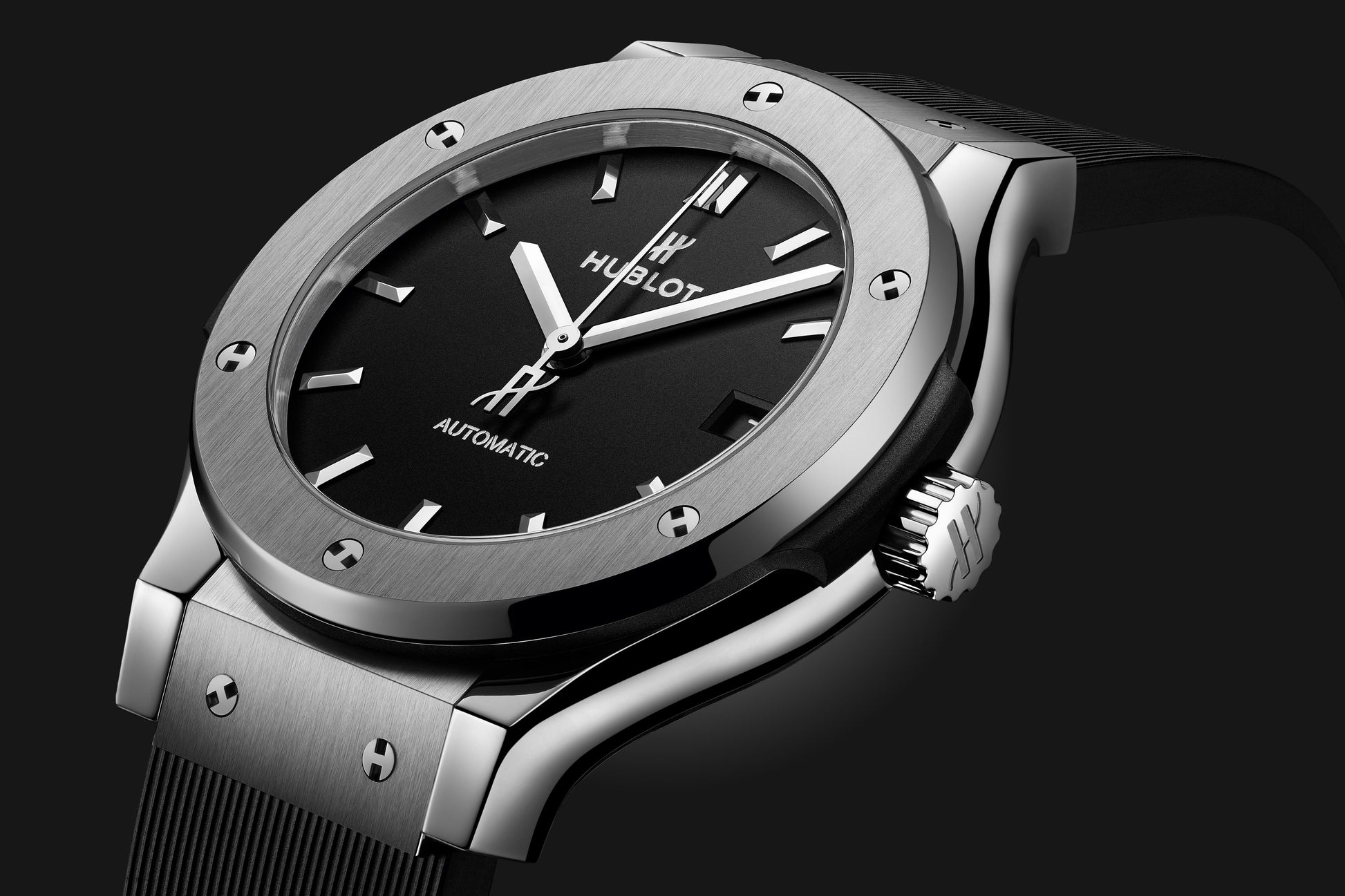Classic Fusion Titanium Black Dial Rubber Strap Watch