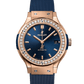 Classic Fusion 38MM 18K King Gold Blue Diamond Dial Rubber Strap Watch