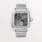 Santos de Cartier Dual Time Large 40.2mm Steel Blue Crown Anthracite Gray Dial Steel Bracelet Automatic Watch