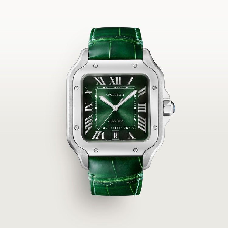 Santos de Cartier Large 39.8mm Steel Green Dial Steel Bracelet Self-Winding Watch
