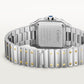 Santos de Cartier Small 34.5mm x 27mm Steel Gold Blue Crown Silver Sunray Dial Steel Bracelet Quartz Watch