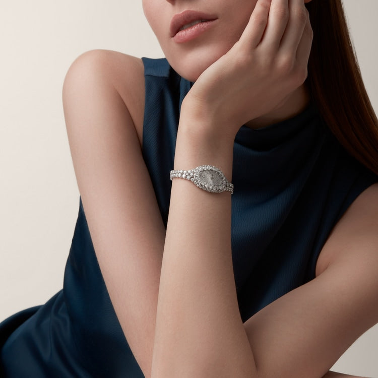 Baignoire Mini 24.8mm x 17.1mm White Gold Diamond Case Diamond Dial Diamond Bracelet Quartz Watch