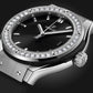 Classic Fusion Titanium Diamonds Satin-finished Black Sunray Dial Black Rubber Strap Watch