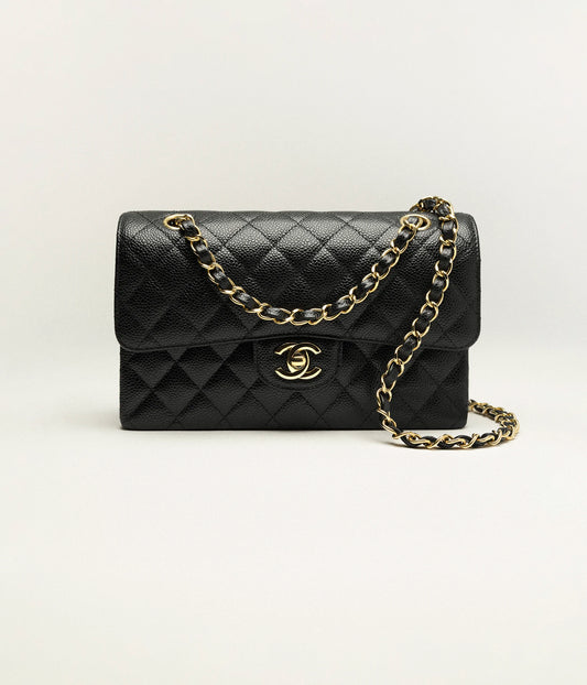 Chanel Caviar Leather black gold Small 23cm 01