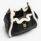 Chanel 25  Shearling Sheepskin & Gold-Tone Metal  Black & White 01