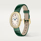 Baignoire Mini 31.4mm x 23.09mm Yellow Gold Diamond Case Diamond Crown Silvered Dial Green Alligator Strap Quartz Watch