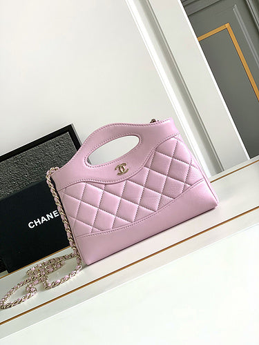 Blush Pink Quilted Cut-Out Handle Bag