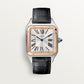 Santos-Dumont Large 43.5mm x 31.4mm Rose Gold Steel Blue Crown Silver Sunray Dial Alligator Leather Strap Quartz Watch