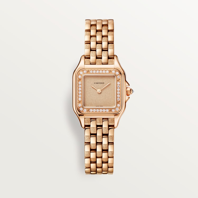 Panthère Small 30.3mm x 22.0mm Rose Gold Diamond Bezel Diamond Crown Rose Gold Dial Rose Gold Bracelet Quartz Watch