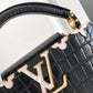 Capucines Mini Taurillon Leather Python Trim Top Handle Bag