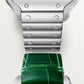 Santos de Cartier Medium 35.1mm Steel Blue Crown Green Dial Steel Bracelet Self-Winding Watch